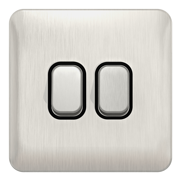 Schneider LSD 10AX 2G 2W Switch Black Insert - Stainless Steel - GGBL1022BSS, Image 1 of 1