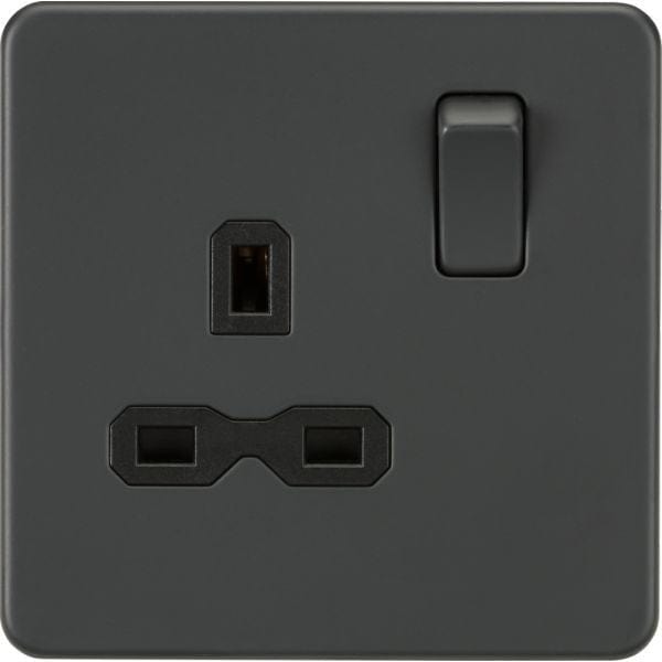 Knightsbridge Screwless 13A 1G DP switched socket - Anthracite - SFR7000AT, Image 1 of 1