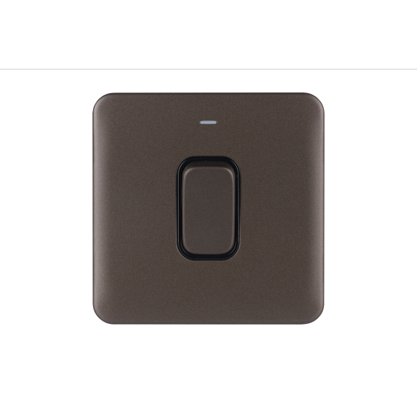 Schneider LSD 1G 50A Double Pole Switched with LED Ind Black Insert - Mocha Bronze - GGBL4011BMB, Image 1 of 1