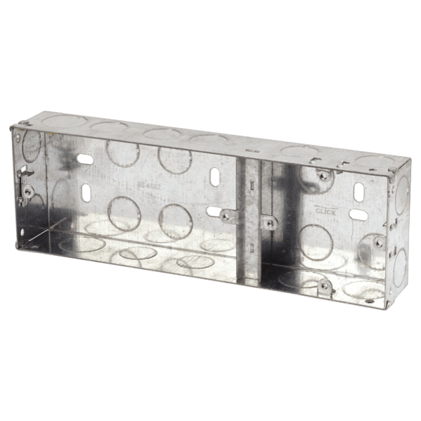 Click Scolmore Essentials 1+2 Dual Deco 35MM K/O Galvanised Metal Back Box - WA375, Image 1 of 1