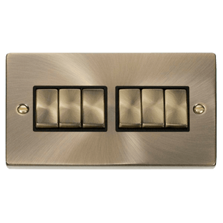 Click Scolmore Deco Ingot 6 Gang 10AX 2 Way Plate Switch - VPAB416BK