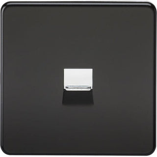 Knightsbridge Screwless Telephone Master Socket -Matt Black with Chrome Shutter - SF7300MB