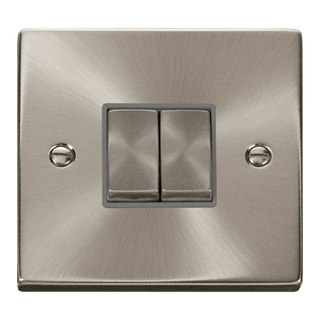 Click Scolmore Deco Ingot 2 Gang 10AX 2 Way Plate Switch - VPSC412GY