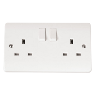 Click Scolmore Mode 13A 2 Gang Double Pole Plug Socket Polar White - CMA036