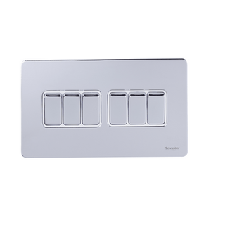 Schneider USFP 16AX 6G 2W Switched White Insert Polished Chrome - GU1462WPC