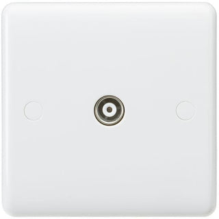 Knightsbridge Curved Edge Coax TV Outlet (isolated) - White - CU0120