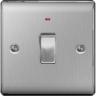 BG Nexus Metal Brushed Steel Double Rocker Switch 20A - NBS31