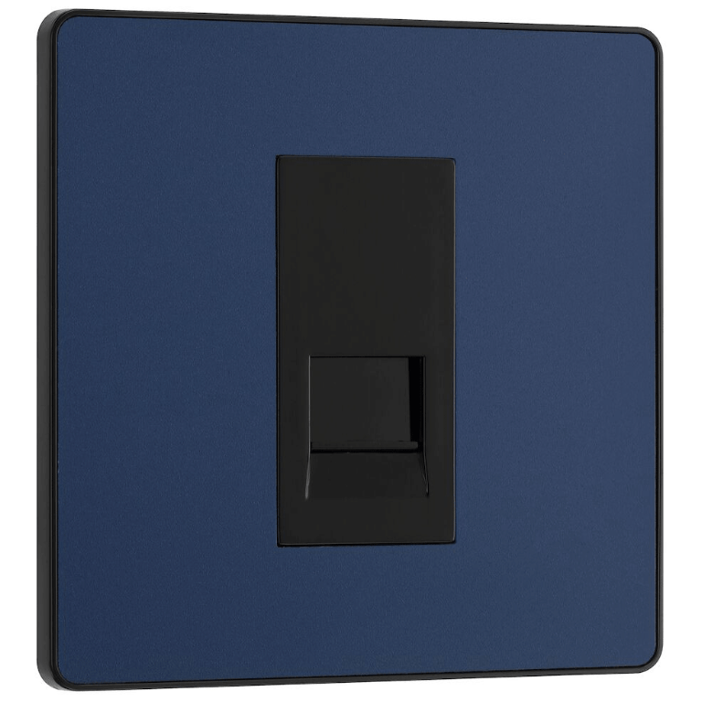 BG Evolve Matt Blue Single Secondary Telephone Socket - PCDDBBTS1B, Image 1 of 3