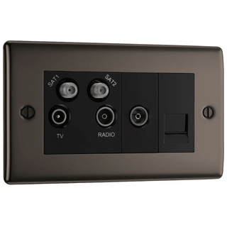 BG Nexus Metal Black Nickel Qua Tv/Fm/Sat X2+Ret, 1G Tel Scrd - NBN69