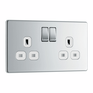 BG Flat Plate Polished Chrome 13A 2G Wh Ins, Skt - FPC22W