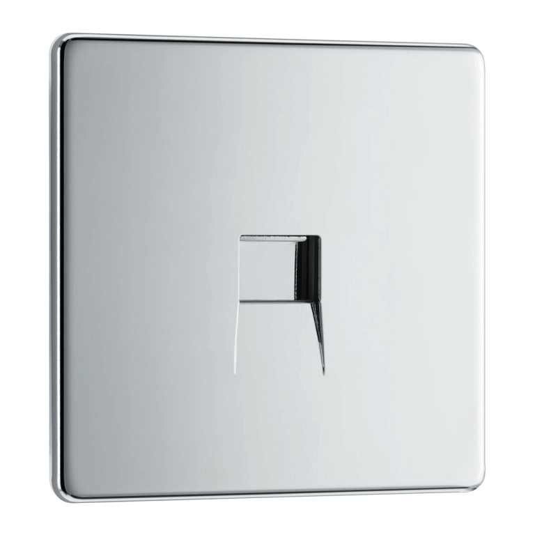 BG Screwless Flatplate Polished Chrome Single Slave Telephone Socket - FPCBTS1, Image 1 of 3