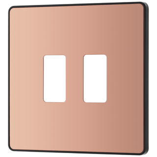 BG Evolve 2 Gang Grid Front Plate - Polished Copper (Black) - RPCDCP2B