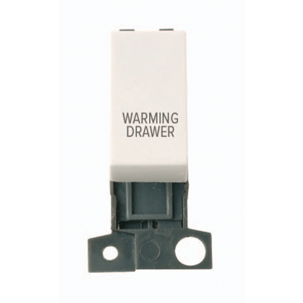 Click Scolmore MiniGrid 13A Double-Pole Warming Drawer Switch Polar White - MD018PW-WDR, Image 1 of 1
