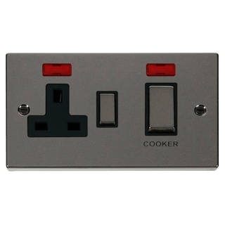 Click Scolmore Deco Ingot 45A Cooker Switch Unit with 13A 2 Pole Neon Switched Socket - VPBN505BK