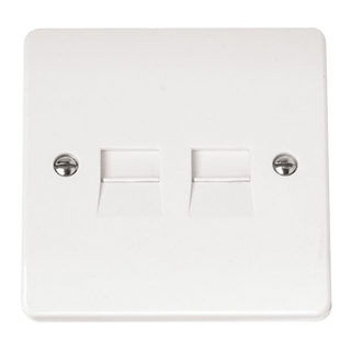 Click Scolmore Mode 45A 1 Gang Twin Telephone Socket White - CMA122