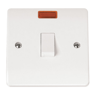 Click Scolmore Mode 20A 1 Gang Double Pole Rocker Switch Polar White With Neon - CMA623