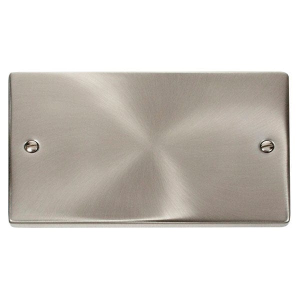 Click Scolmore Deco Satin Chrome 2 Gang Blank Plate  - VPSC061, Image 1 of 1