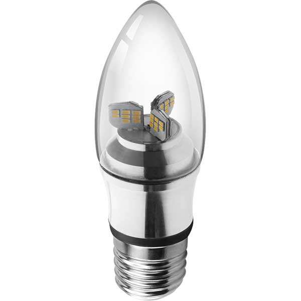 Kosnic 5.5W KTC LED ES/E27 Clear Candle Warm White - KTC5.5CND/E27-SLV-N30, Image 1 of 1