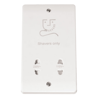 Click Scolmore Mode 1 Gang Dual Voltage Shaver Socket Polar White - CMA100