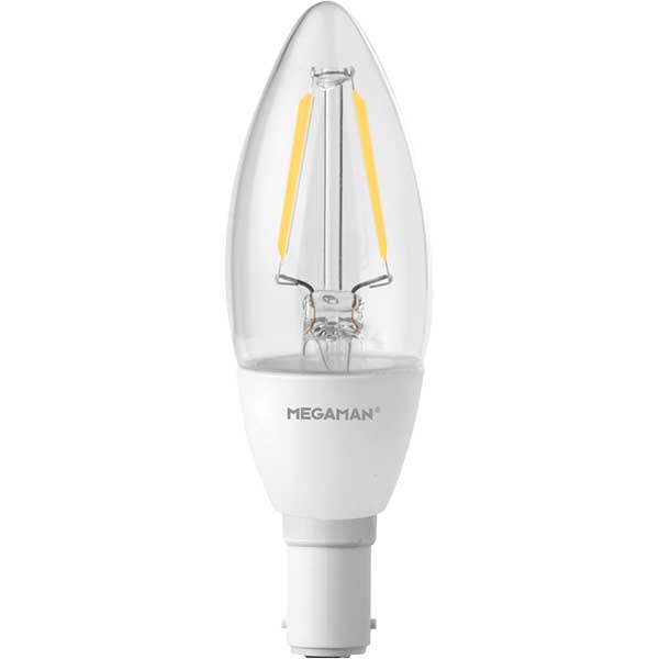 Megaman 3.2W LED B15 SBC Filament Candle Warm White Dimmable - 143641, Image 1 of 1